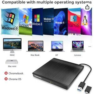 External DVD Drive USB 3.0 Type-C Portable CD DVD Player for Laptop